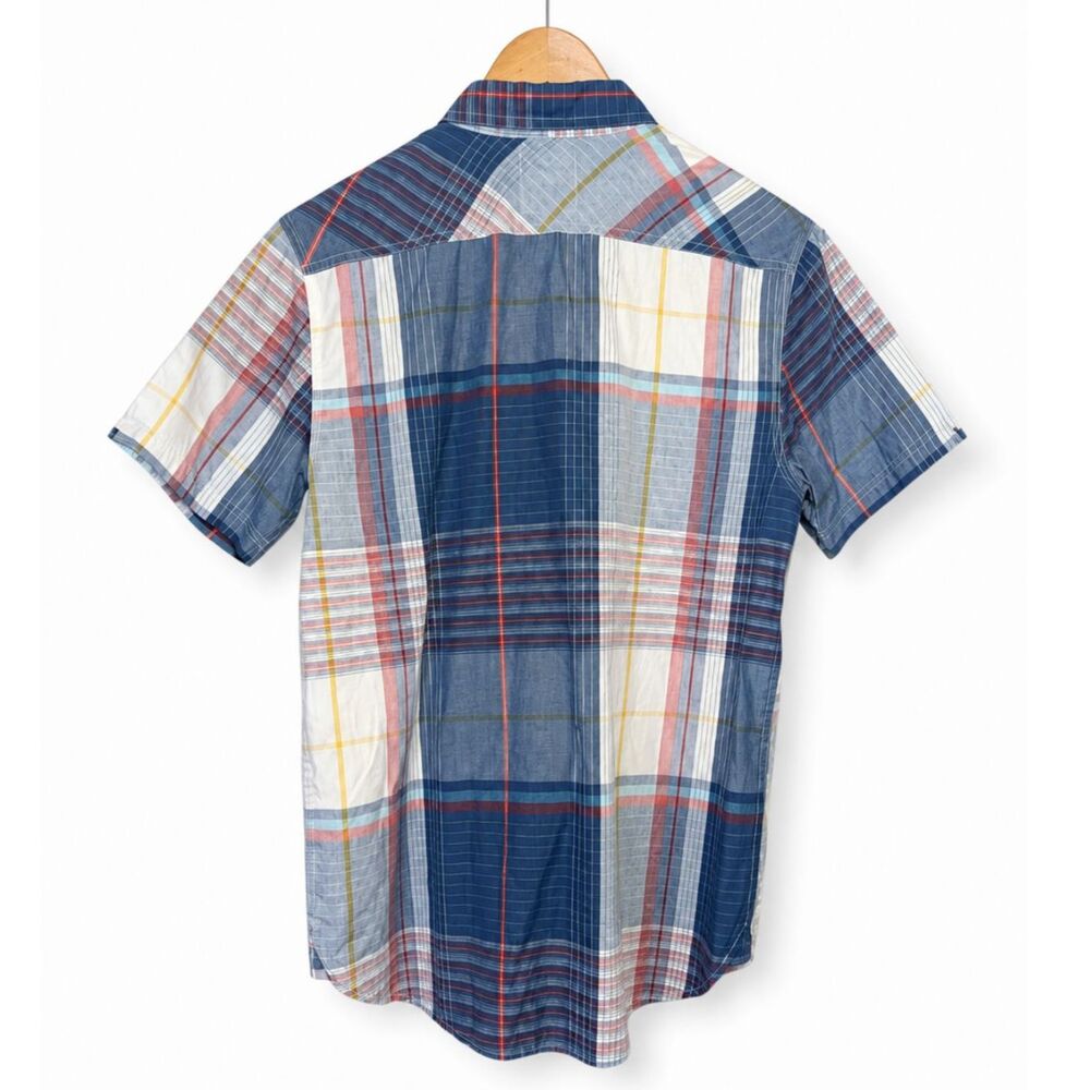 Levi's Men's Plaid Short Sleeve Button Front Shirt Small Blue Red White Casual - Picture 2 of 6